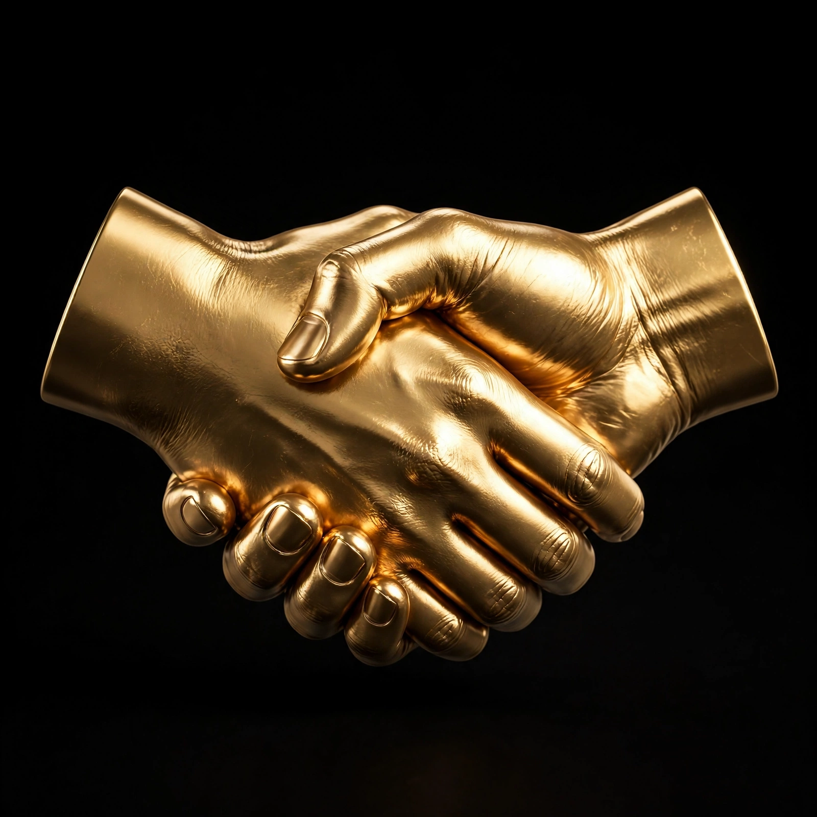 Gold handshake representing impact