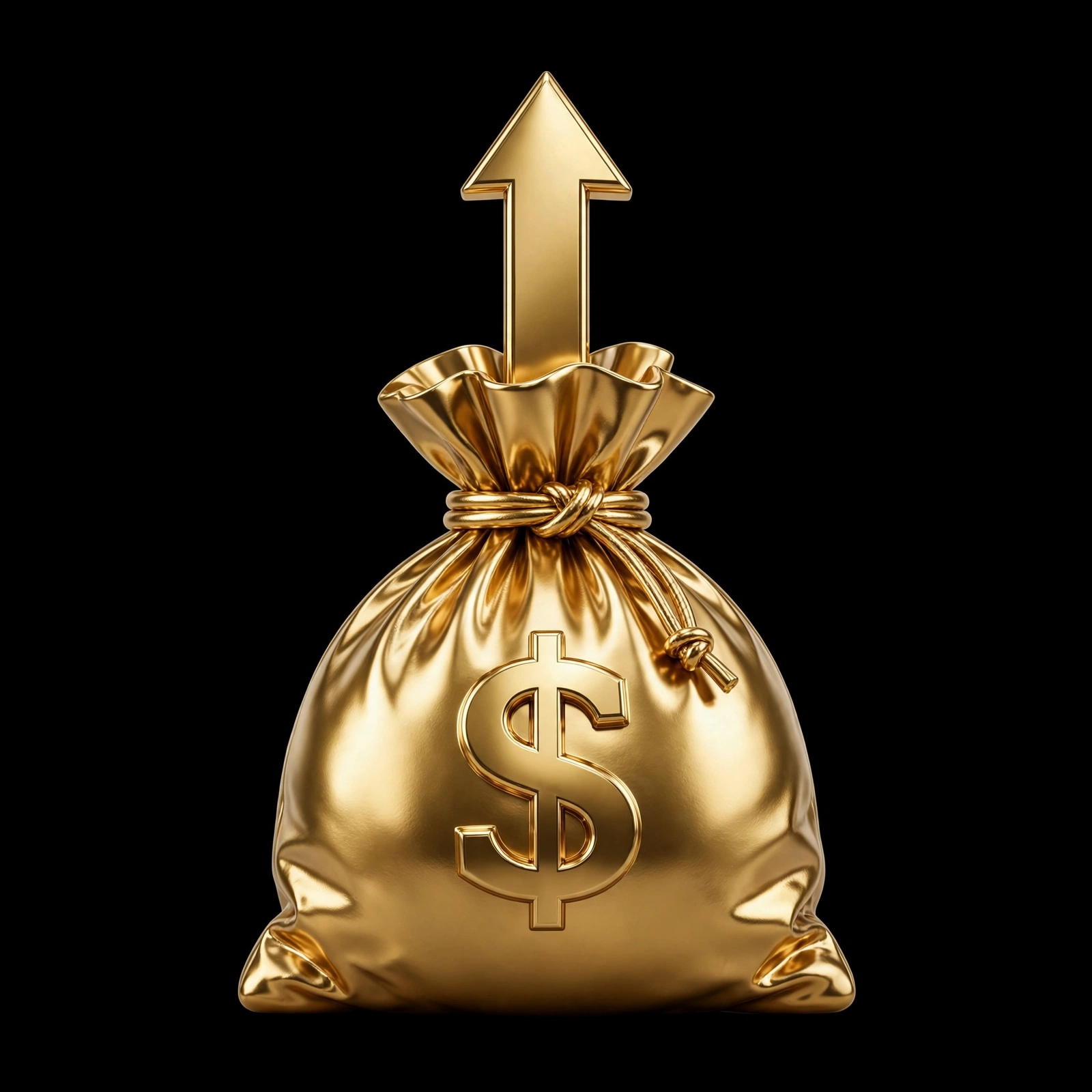 Gold money bag icon