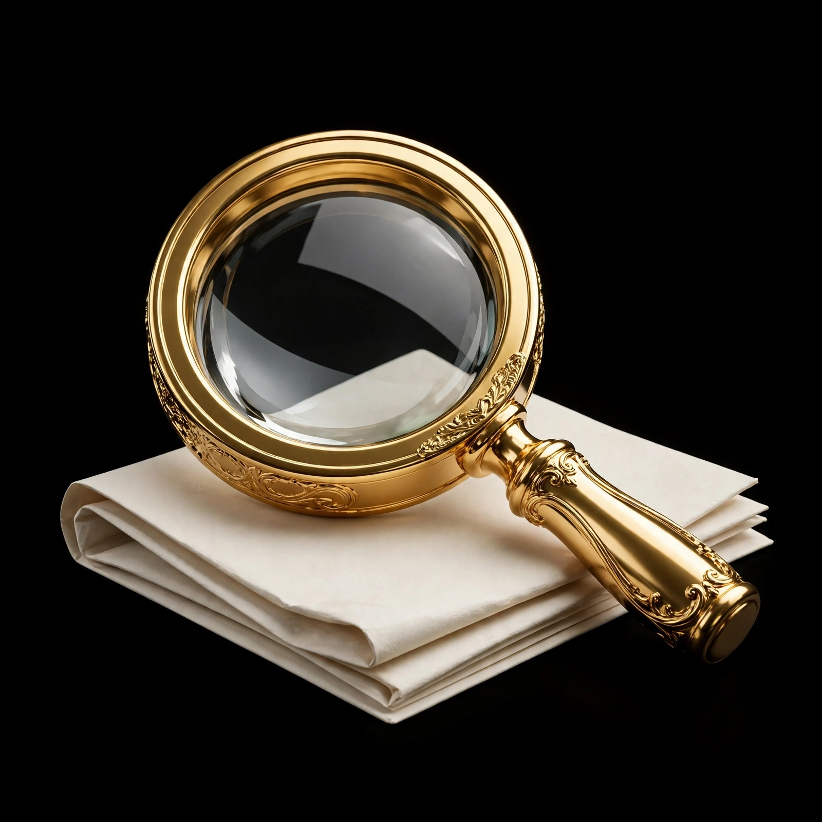 Gold magnifying glass icon